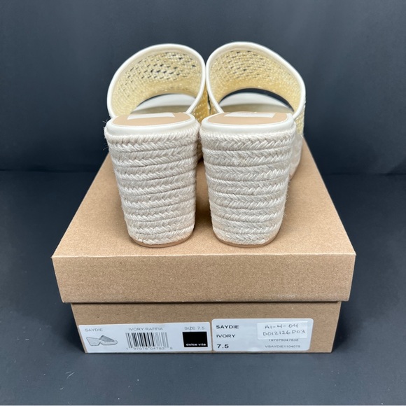 Dolce Vita Ivory Cream Platform Sandals Raffia Espadrille Heels Size 7.5 NEW - Picture 5 of 7